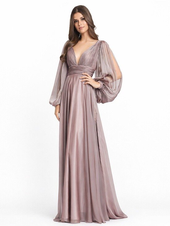 Mac Duggal Dresses & Skirts - Mac Duggal Size 6 Mauve 67414 Chiffon Gown Dress Cutaway Sleeve Beaded Cuff Prom